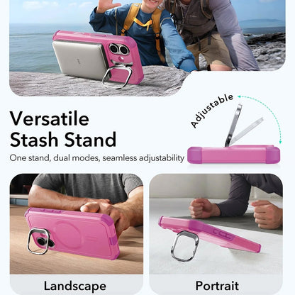 Coque MagSafe pour Apple iPhone 17, ESR, Cyber Armor Kickstand, Rose