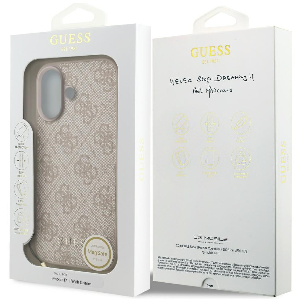 Housse MagSafe pour Apple iPhone 17, Guess, 4G Charm Cradle, Rose