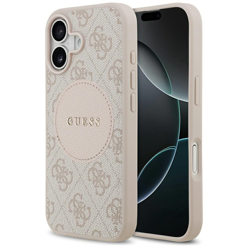 Étui MagSafe pour Apple iPhone 17, Guess, 4G Circle Classic Logo, Rose