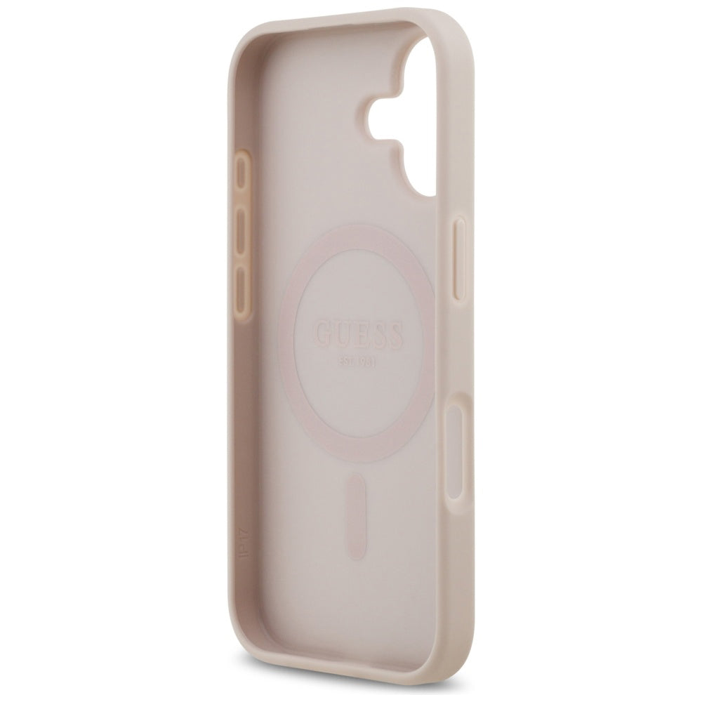 Étui MagSafe pour Apple iPhone 17, Guess, 4G Circle Classic Logo, Rose