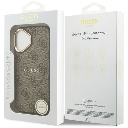 Housse MagSafe pour Apple iPhone 17, Guess, 4G Classic, Marron