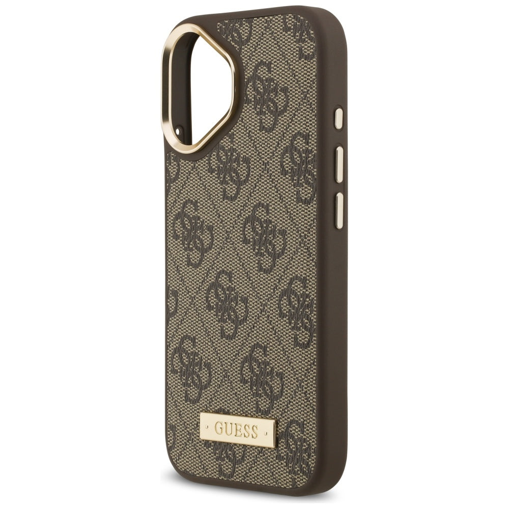 MagSafe Case for Apple iPhone 17, Guess, 4G Logo Plate, Brown