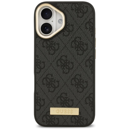 Coque MagSafe pour Apple iPhone 17, Guess, Plaque Logo 4G, Noire