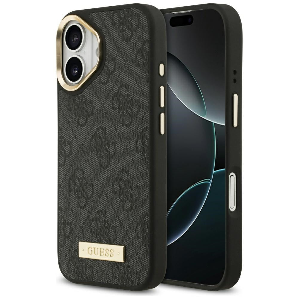 Coque MagSafe pour Apple iPhone 17, Guess, Plaque Logo 4G, Noire