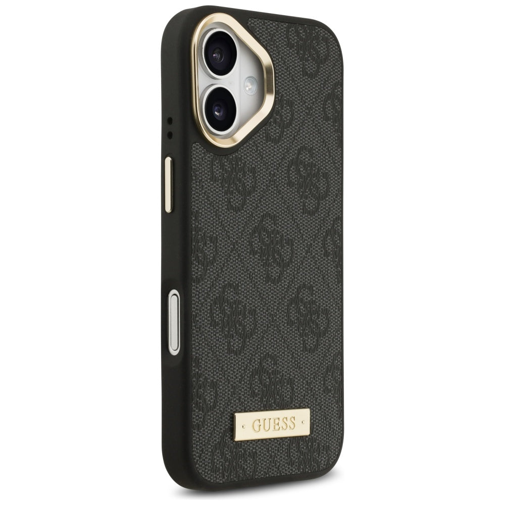 Coque MagSafe pour Apple iPhone 17, Guess, Plaque Logo 4G, Noire