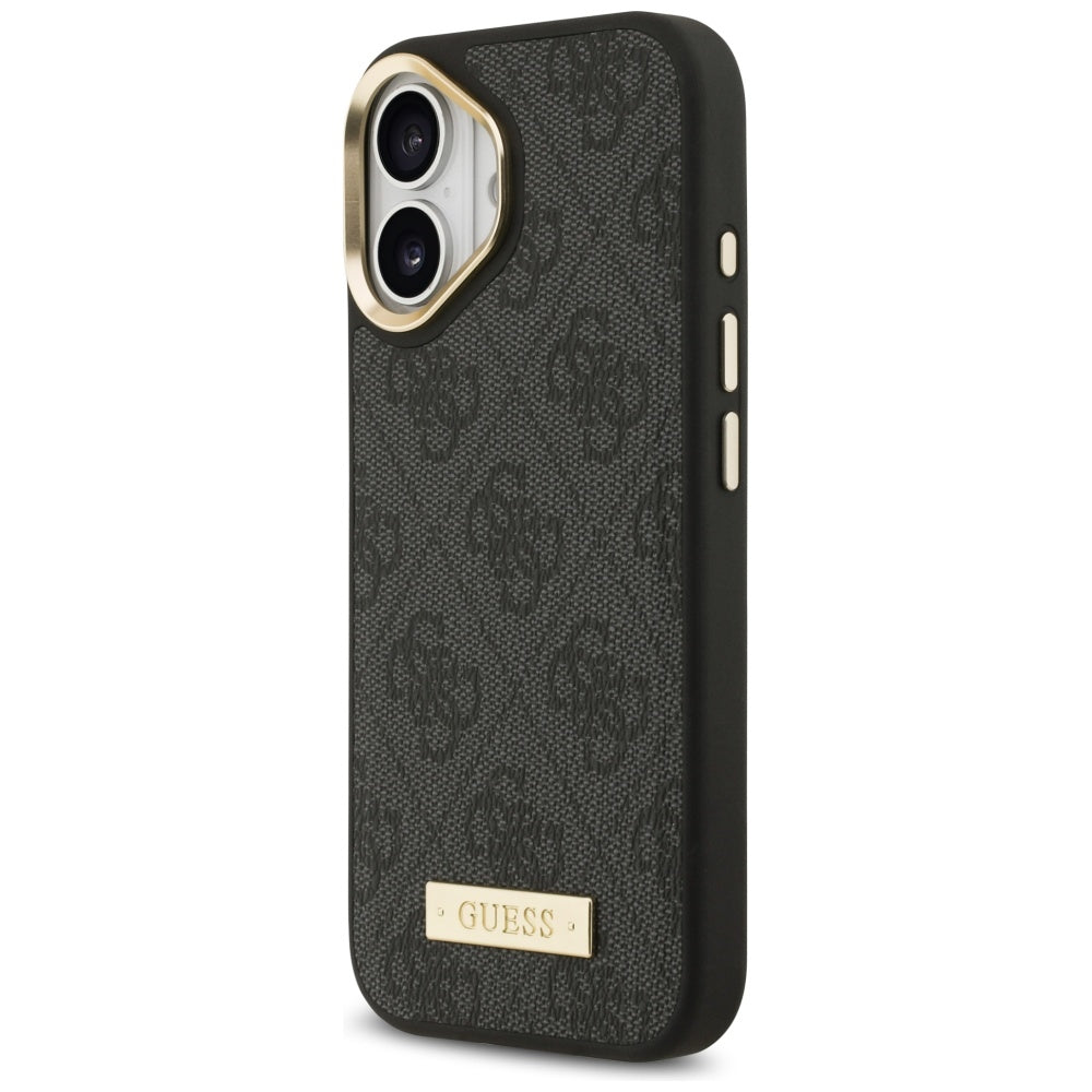 Coque MagSafe pour Apple iPhone 17, Guess, Plaque Logo 4G, Noire