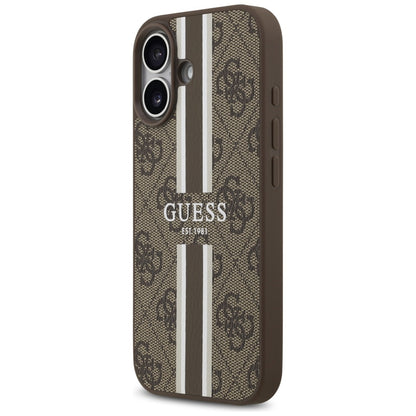 Étui MagSafe pour Apple iPhone 17, Guess, 4G Printed Stripes, Marron
