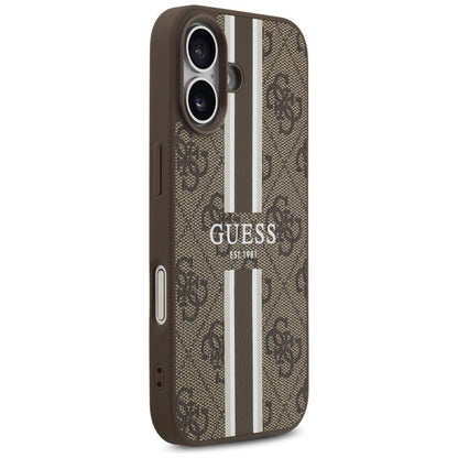 Étui MagSafe pour Apple iPhone 17, Guess, 4G Printed Stripes, Marron