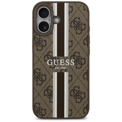 Étui MagSafe pour Apple iPhone 17, Guess, 4G Printed Stripes, Marron