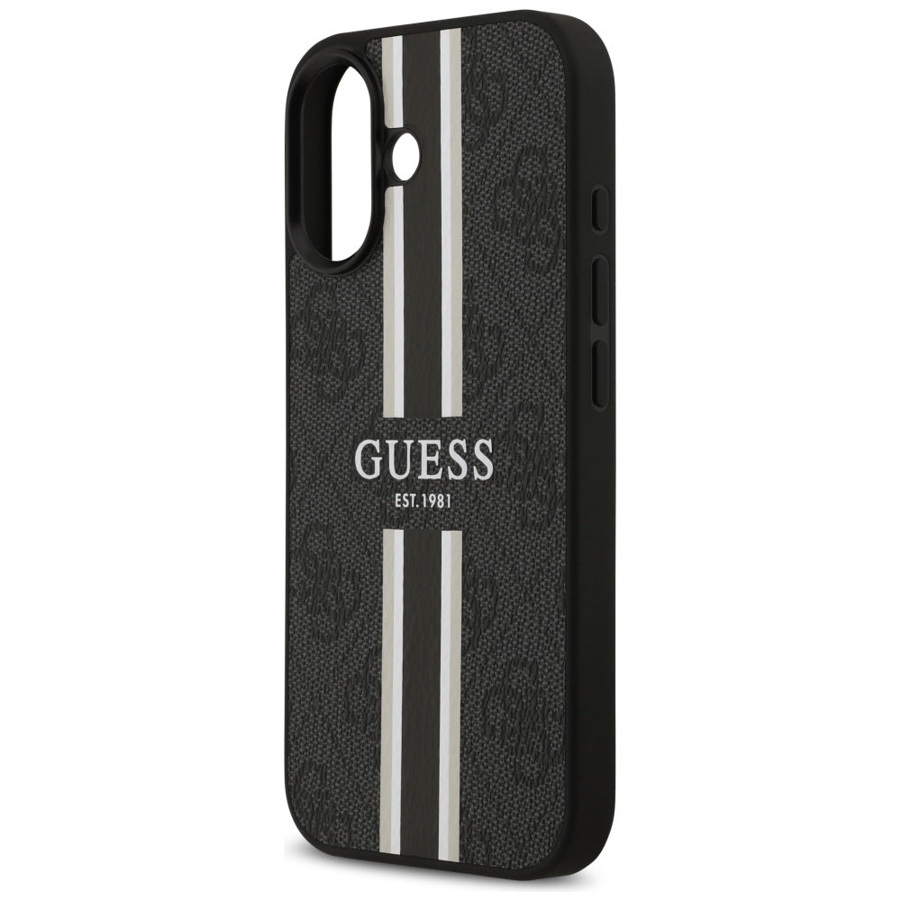 Étui MagSafe pour Apple iPhone 17, Guess, 4G Printed Stripes, Noir