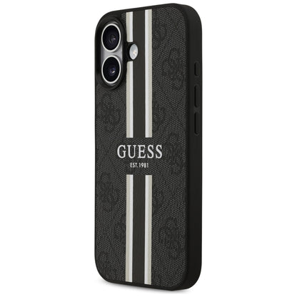 Étui MagSafe pour Apple iPhone 17, Guess, 4G Printed Stripes, Noir