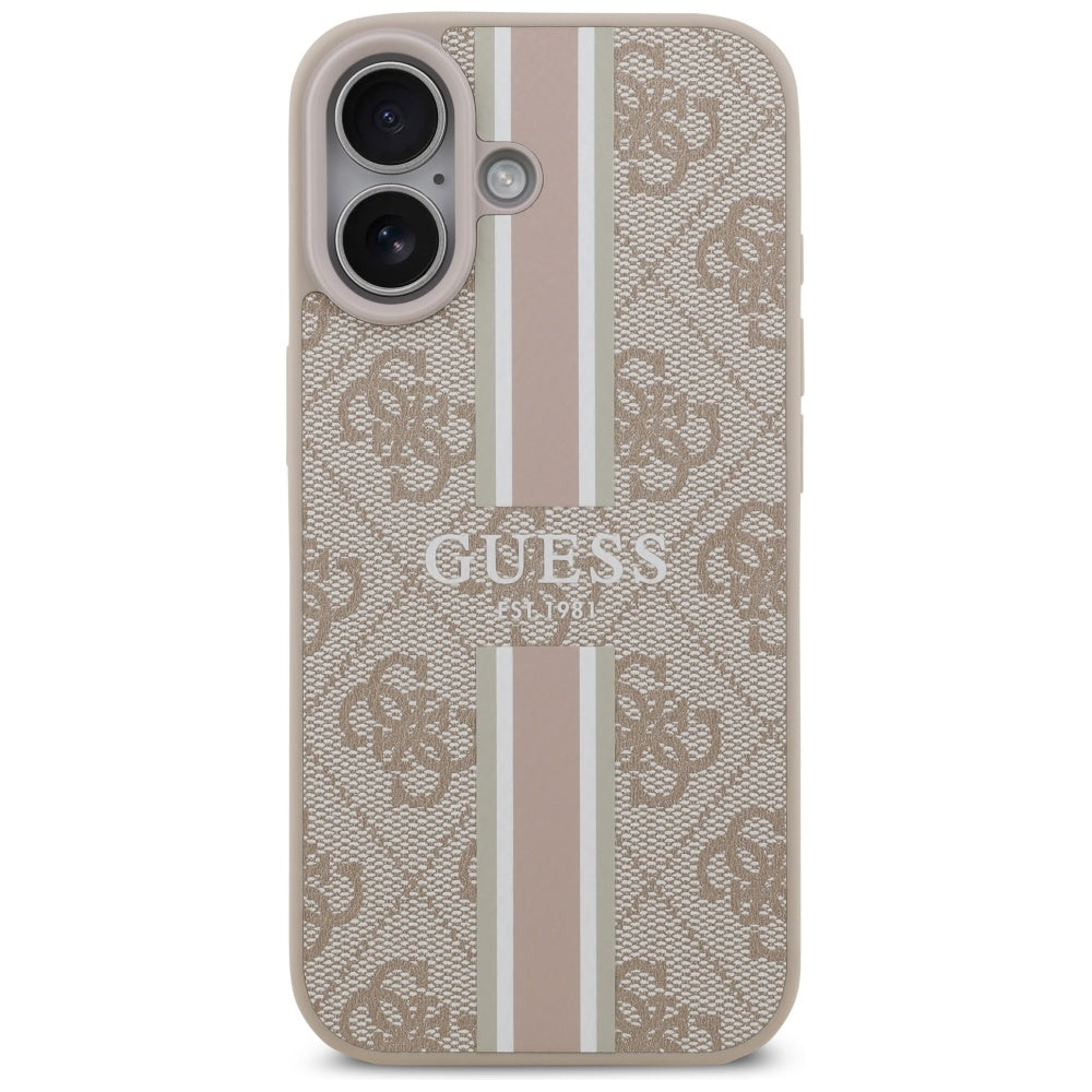 Coque MagSafe pour Apple iPhone 17, Guess, 4G Printed Stripes, Rose.