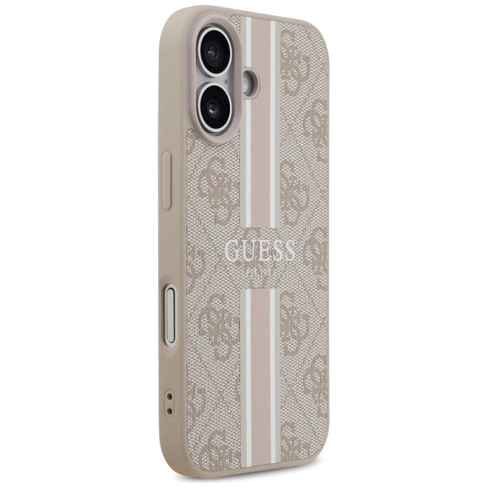 Coque MagSafe pour Apple iPhone 17, Guess, 4G Printed Stripes, Rose.