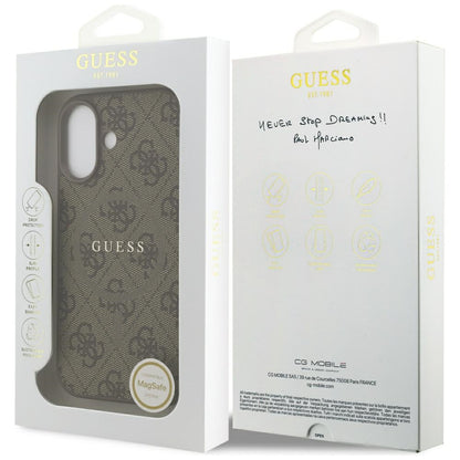 Étui MagSafe pour Apple iPhone 17, Guess, 4G Ring Classic Logo, Marron