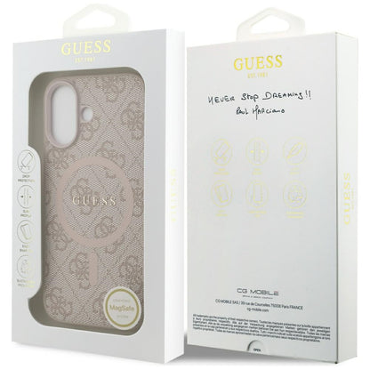 Étui MagSafe pour Apple iPhone 17, Guess, 4G Ring Classic Logo, Rose