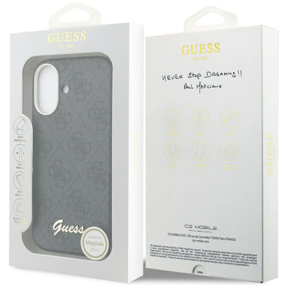 Coque MagSafe pour Apple iPhone 17, Guess, Logo Script 4G, Noire