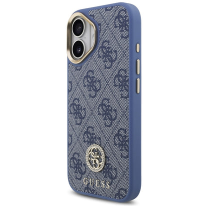 MagSafe Case for Apple iPhone 17, Guess, 4G Strass Logo with Big Strap, Blue