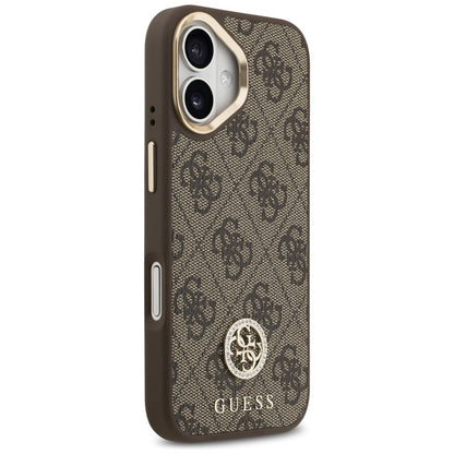 MagSafe Case for Apple iPhone 17, Guess, 4G Strass Logo with Big Strap, Brown
