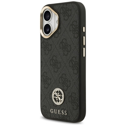 MagSafe Case for Apple iPhone 17, Guess, 4G Strass Logo with Big Strap, Black