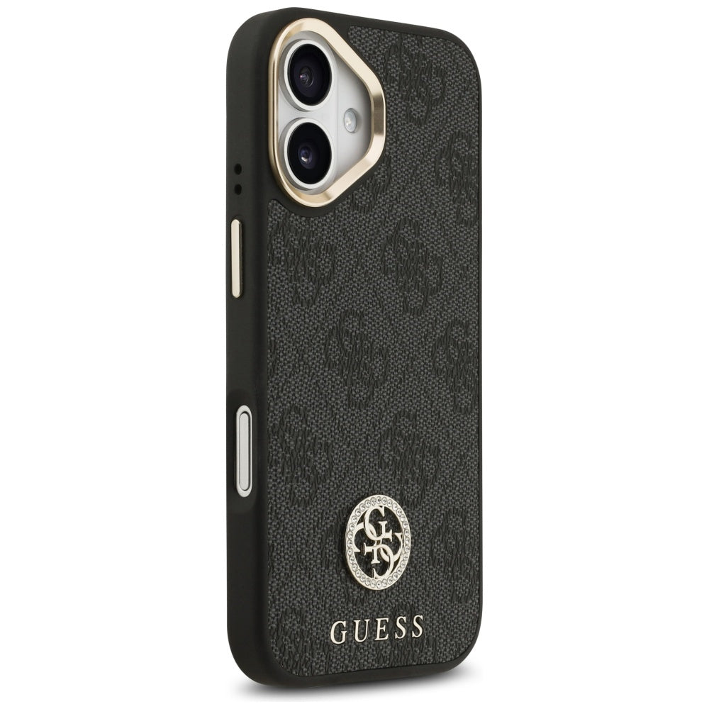 MagSafe Case for Apple iPhone 17, Guess, 4G Strass Logo with Big Strap, Black
