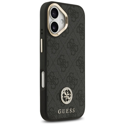 MagSafe Case for Apple iPhone 17, Guess, 4G Strass Logo with Big Strap, Black