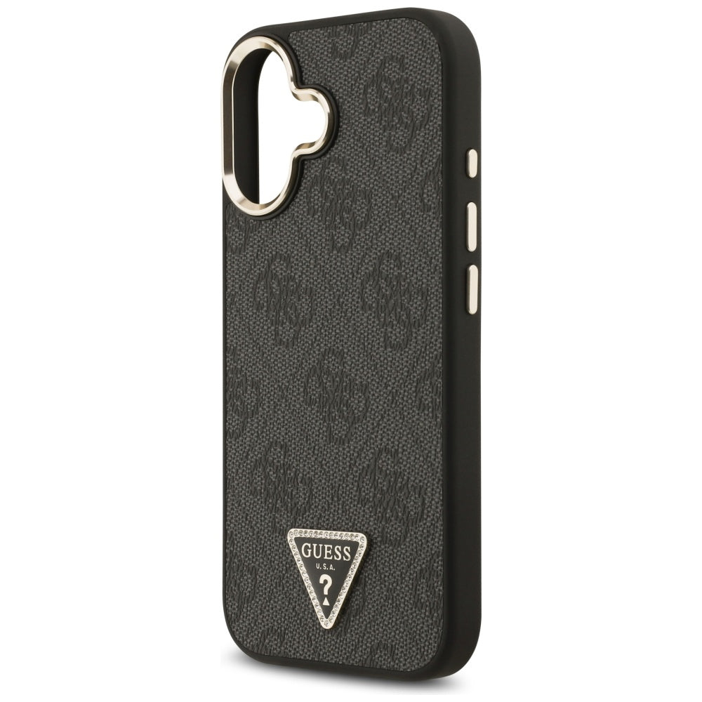Coque MagSafe pour Apple iPhone 17, Guess, logo Triangle Diamond 4G, Noire
