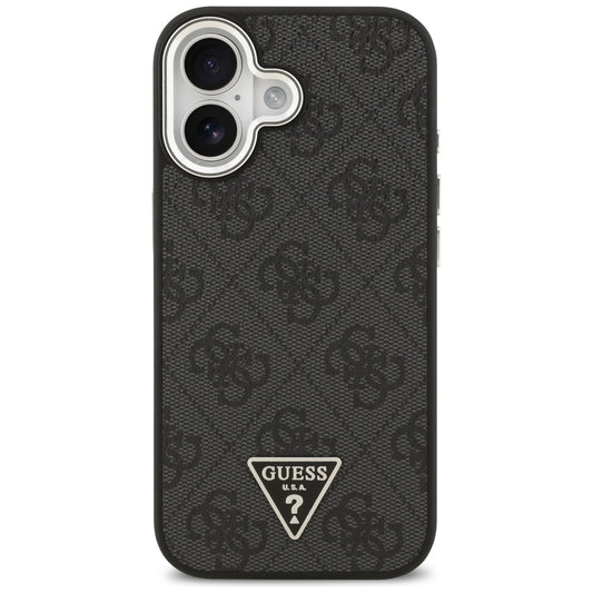 Housse MagSafe pour Apple iPhone 17, Guess, Logo Triangle 4G, Noir Argenté