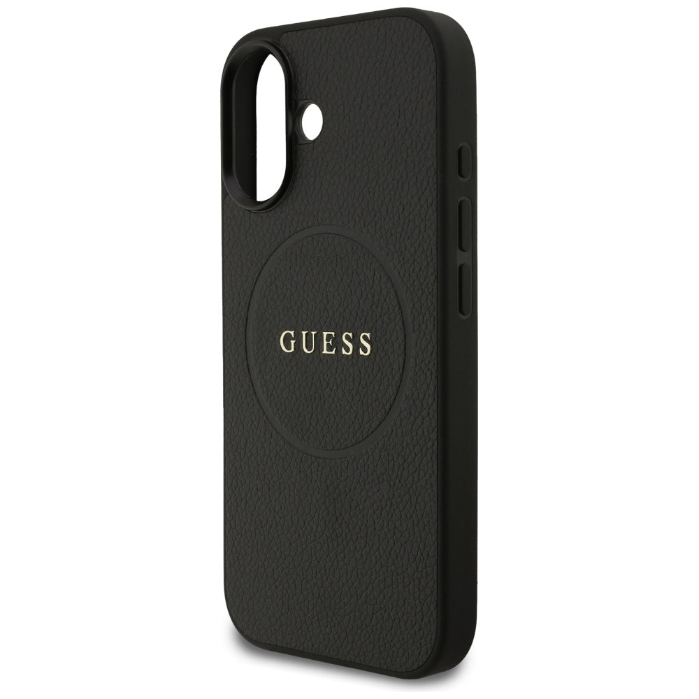 Coque MagSafe pour Apple iPhone 17, Guess, Grained Gold Ring, Noire