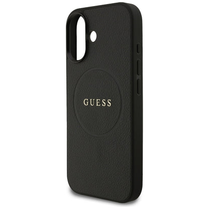 Coque MagSafe pour Apple iPhone 17, Guess, Grained Gold Ring, Noire