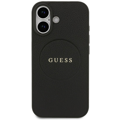 Coque MagSafe pour Apple iPhone 17, Guess, Grained Gold Ring, Noire