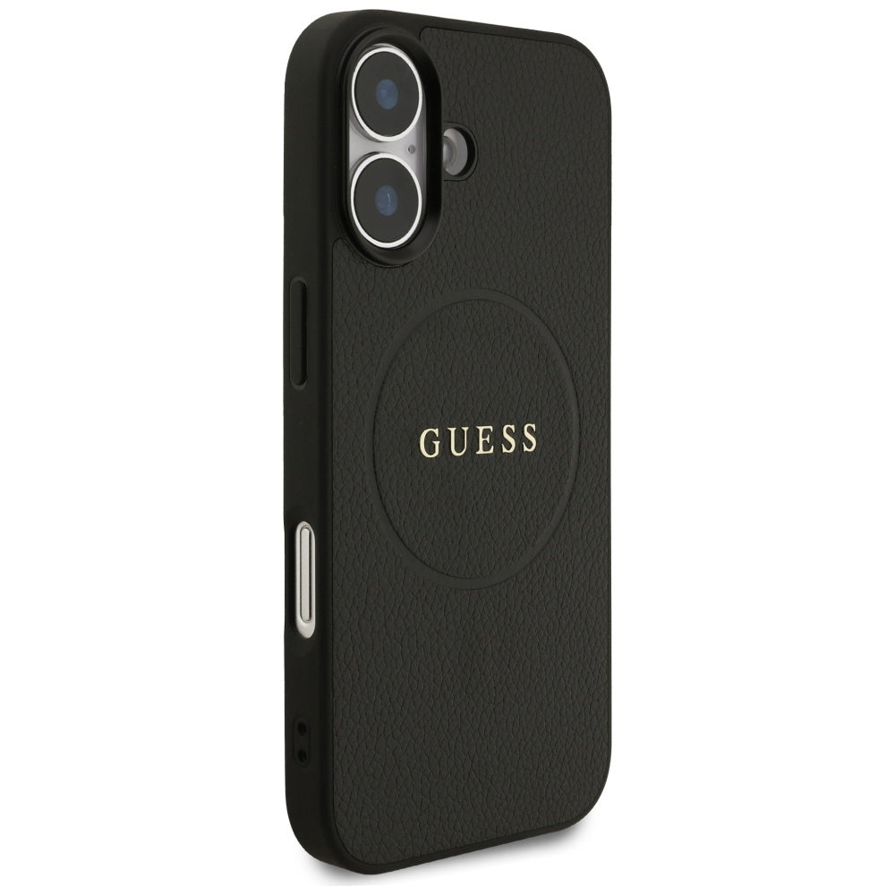 Coque MagSafe pour Apple iPhone 17, Guess, Grained Gold Ring, Noire