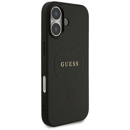 Coque MagSafe pour Apple iPhone 17, Guess, Grained Gold Ring, Noire