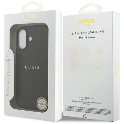 Coque MagSafe pour Apple iPhone 17, Guess, Grained Gold Ring, Noire
