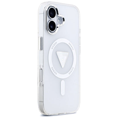 Coque MagSafe pour Apple iPhone 17, Guess, Logo Triangle Dégradé IML, Transparente