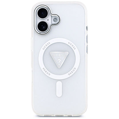Coque MagSafe pour Apple iPhone 17, Guess, Logo Triangle Dégradé IML, Transparente
