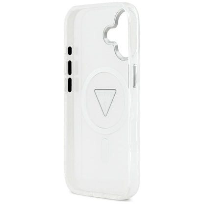 Coque MagSafe pour Apple iPhone 17, Guess, Logo Triangle Dégradé IML, Transparente
