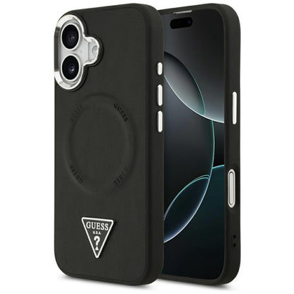 Étui MagSafe pour Apple iPhone 17, Guess, Logo Triangle, Noir Argenté