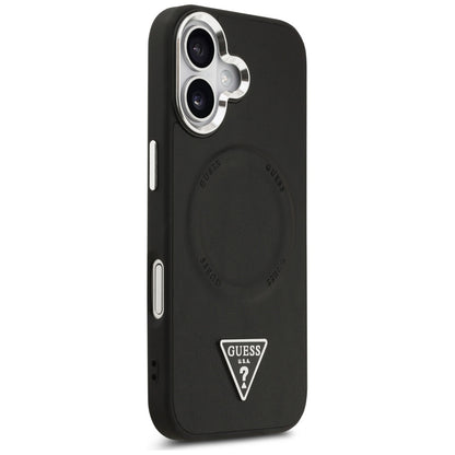 Étui MagSafe pour Apple iPhone 17, Guess, Logo Triangle, Noir Argenté