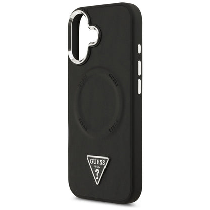 Étui MagSafe pour Apple iPhone 17, Guess, Logo Triangle, Noir Argenté