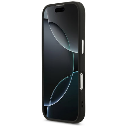 Étui MagSafe pour Apple iPhone 17, Guess, Logo Triangle, Noir Argenté