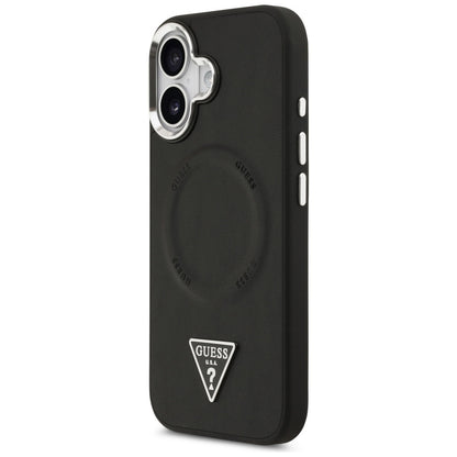 Étui MagSafe pour Apple iPhone 17, Guess, Logo Triangle, Noir Argenté