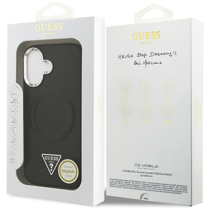 Étui MagSafe pour Apple iPhone 17, Guess, Logo Triangle, Noir Argenté