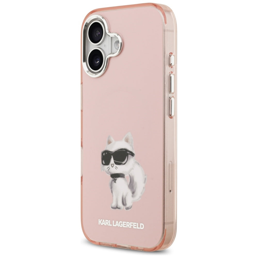 MagSafe Case for Apple iPhone 17, Karl Lagerfeld, IML Aquarelle Logo Choupette, Pink