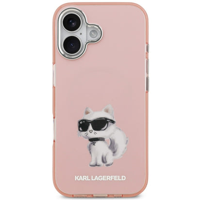 MagSafe Case for Apple iPhone 17, Karl Lagerfeld, IML Aquarelle Logo Choupette, Pink