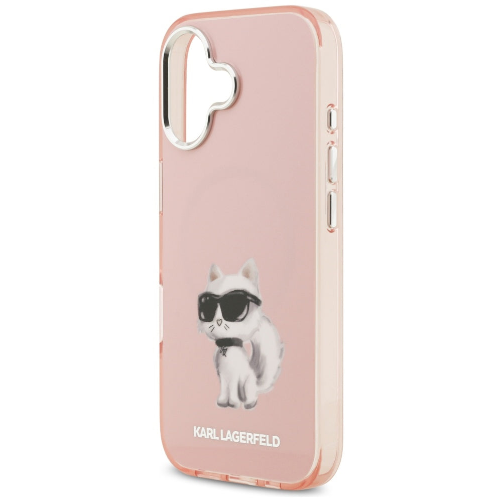 MagSafe Case for Apple iPhone 17, Karl Lagerfeld, IML Aquarelle Logo Choupette, Pink