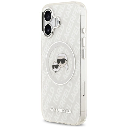 Coque MagSafe pour Apple iPhone 17, Karl Lagerfeld, IML Glitter Karl & Choupette's Heads, Gris