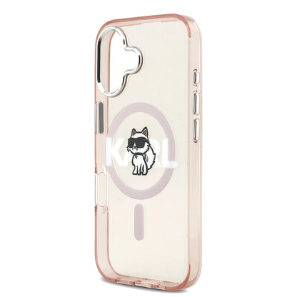 Housse MagSafe pour Apple iPhone 17, Karl Lagerfeld, IML Sketch Logo Choupette, Rose.