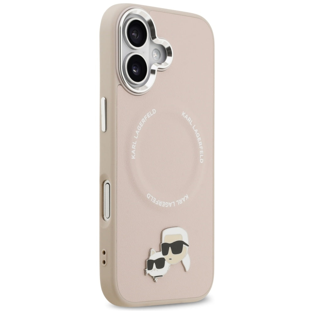 Coque MagSafe pour Apple iPhone 17, Karl Lagerfeld, Karl & Choupette Pins, Rose