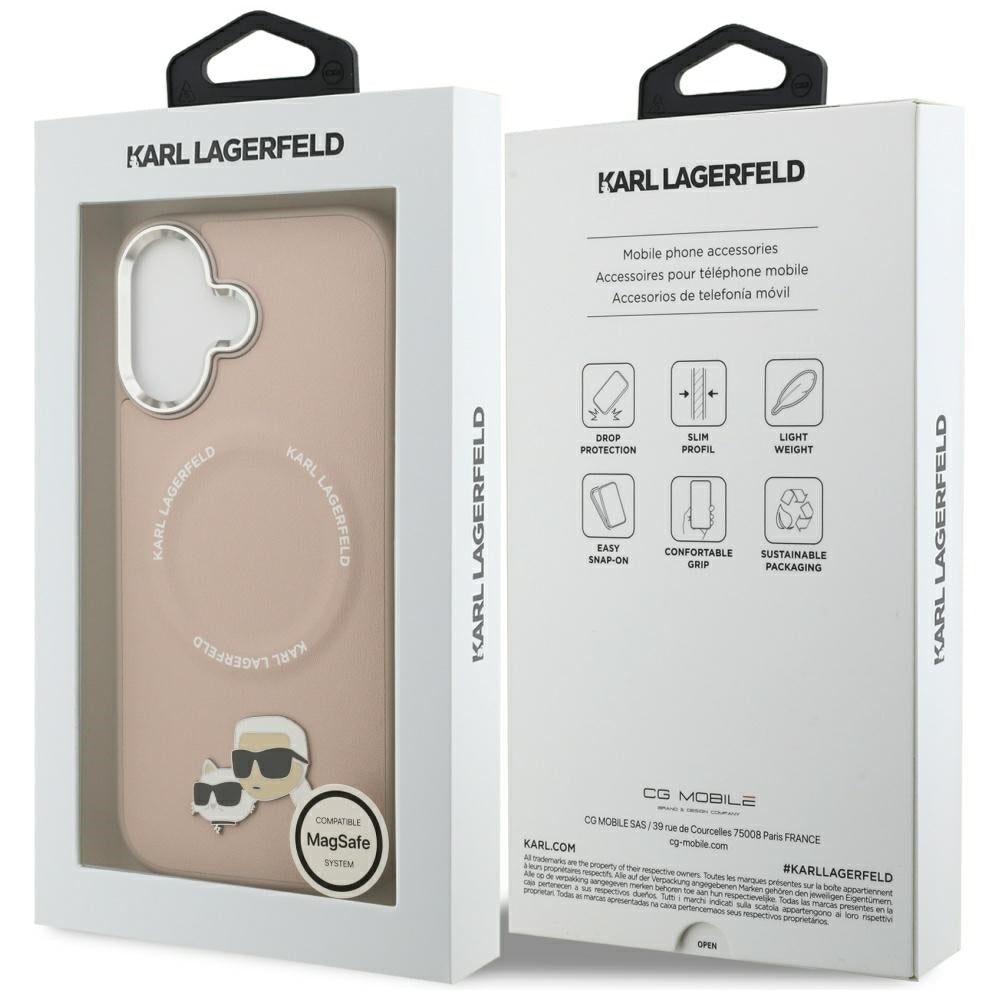 Coque MagSafe pour Apple iPhone 17, Karl Lagerfeld, Karl & Choupette Pins, Rose