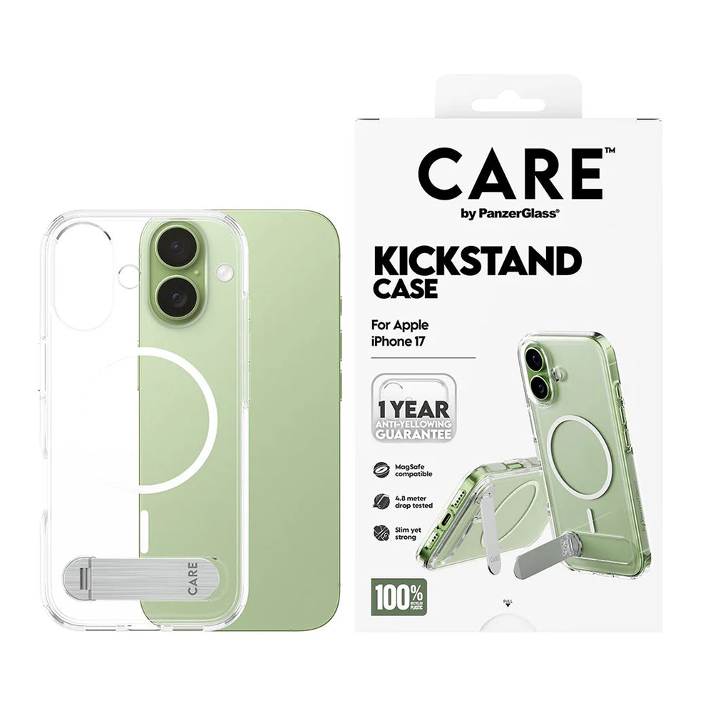 Coque MagSafe pour Apple iPhone 17, PanzerGlass, avec fonction support, Transparente